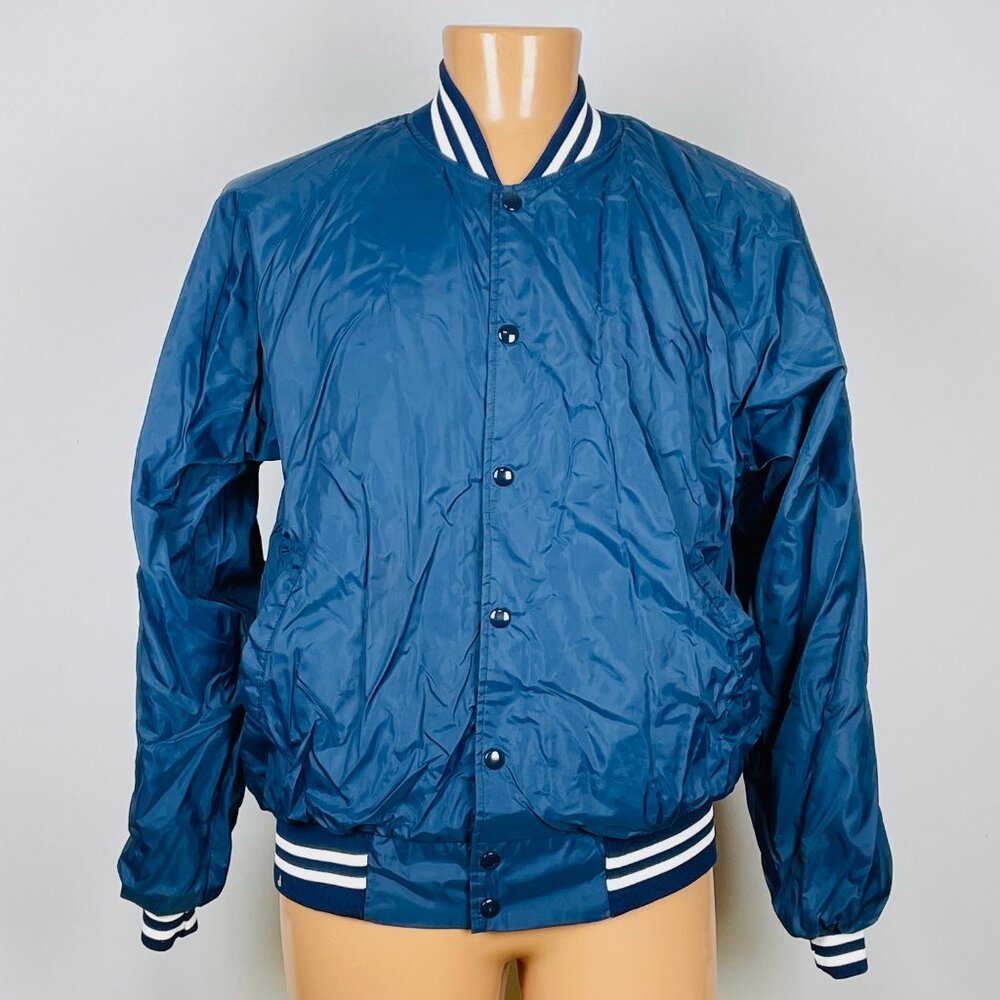 Vtg Hartwell Fleece Lined Bomber Jacket Sz XL Navy Blue Snap Front USA Made